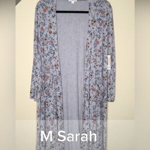 LuLaRoe Light Blue Floral Open-Front Cardigan